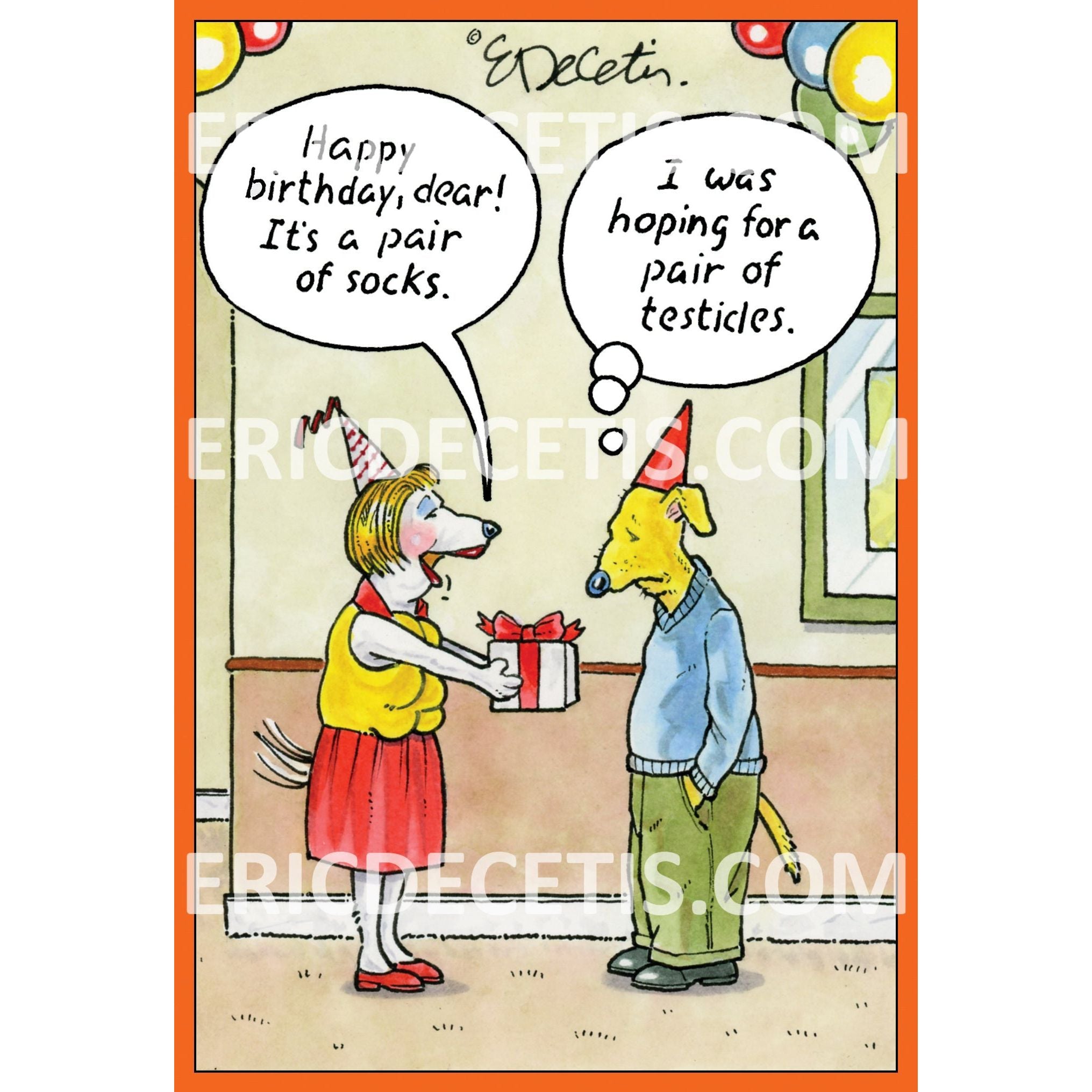 Dog Socks Testicles Birthday Card Eric Decetis 30466